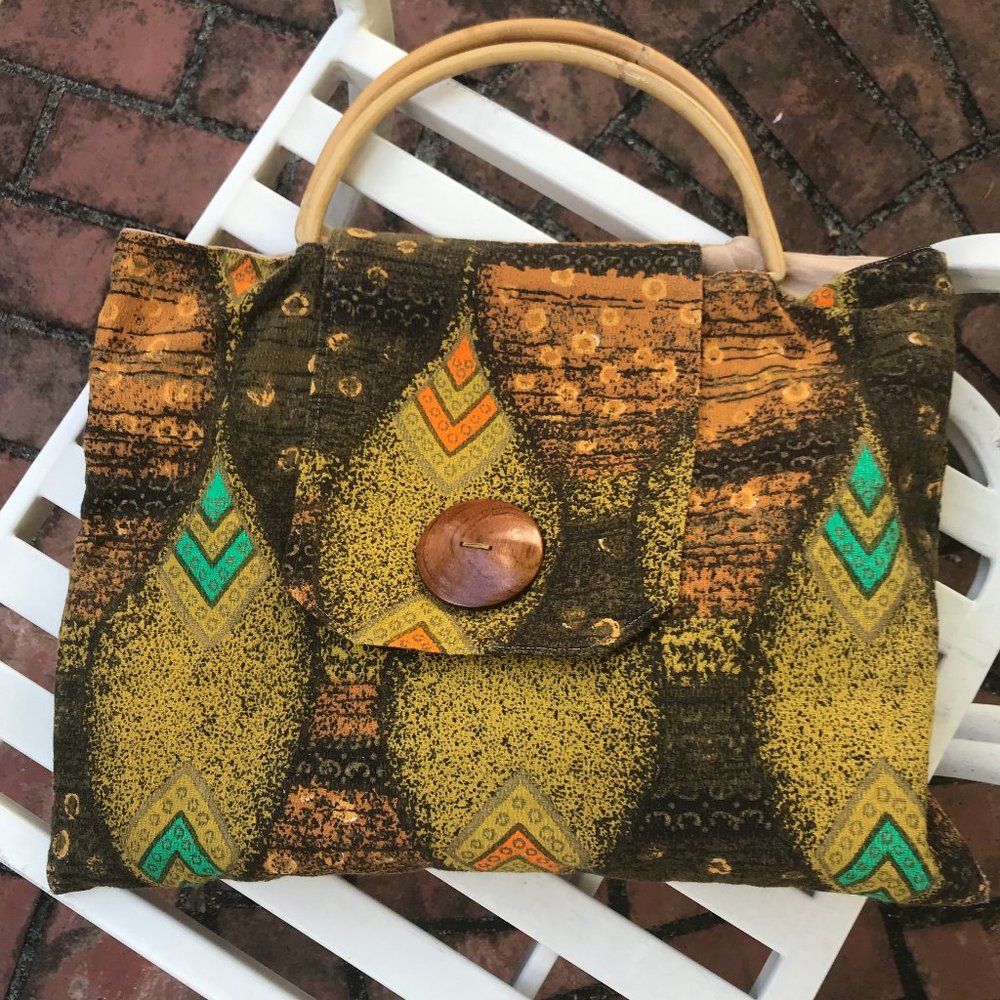 Vintage Rare Barkcloth Handbag from Australia